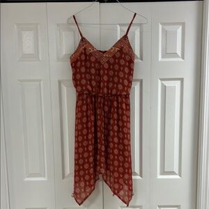 Xhilaration Boho rust Red Patterned strapless Women's Dress